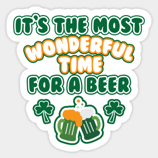 Funny Irish St Patricks Day Drinking Most Wonderful Time For A Beer Sticker